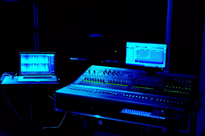 Sound studio equipment. Photo.